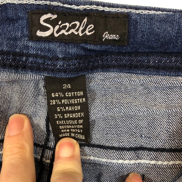 SOLD  Sizzle Jeans Med wash distressed design - Picture 4 of 11